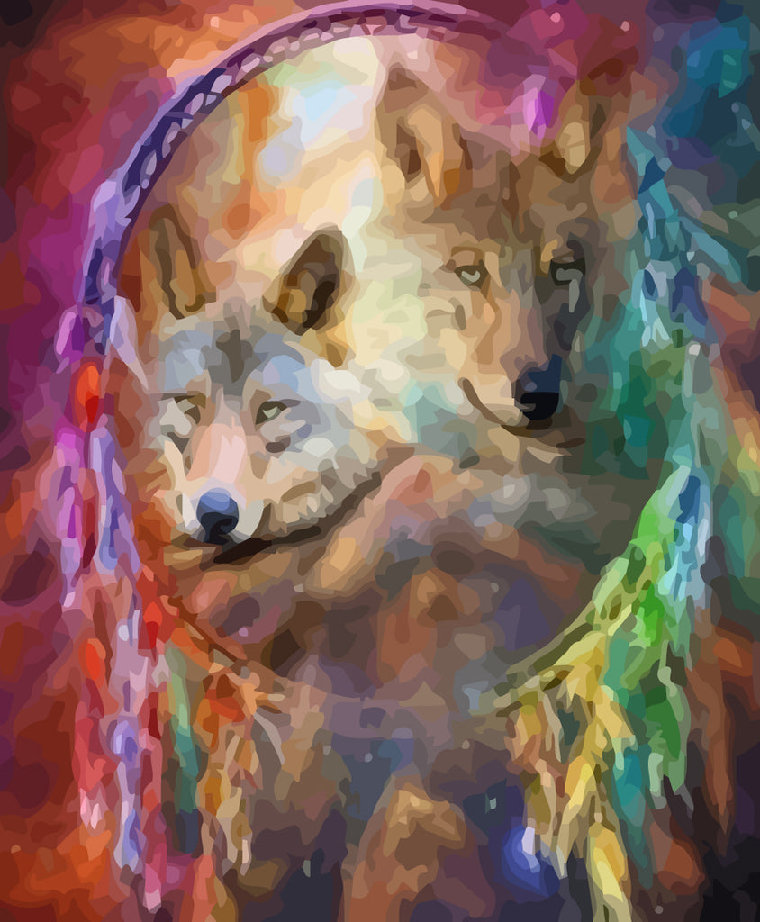 Dreamcatcher and Wolves Paint by Numbers