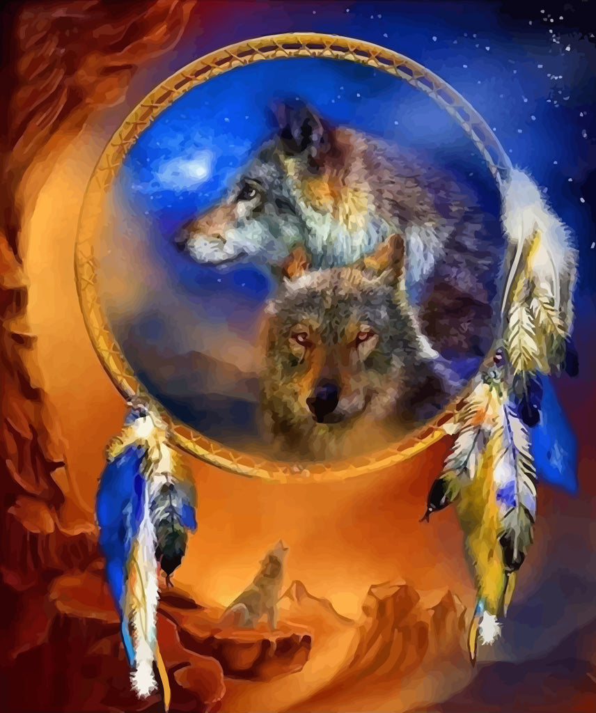 Dreamcatcher and Wolves Paint by Numbers