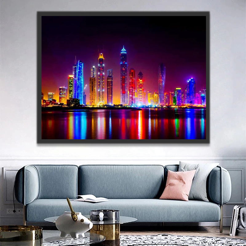 Dubai at Night Paint by Numbers