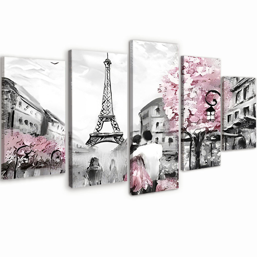 Eiffel Tower and Pedestrians 5 Pack Paint By Numbers