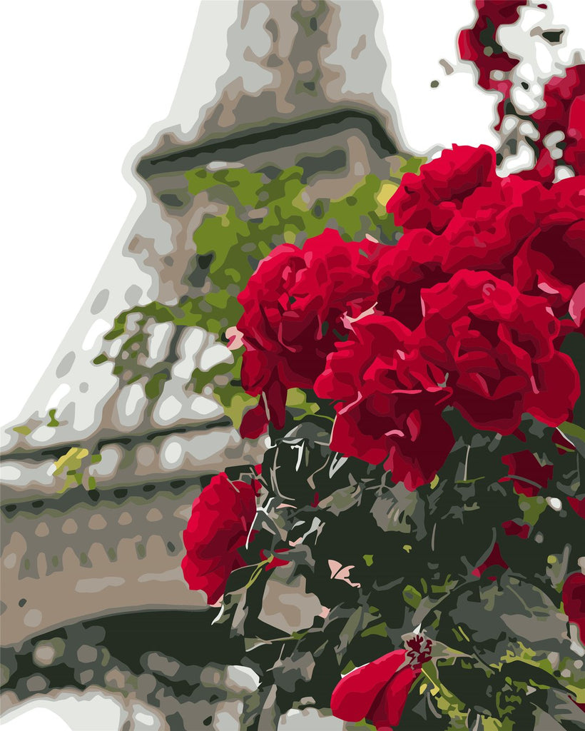 Eiffel Tower and Red Roses Paint by Numbers