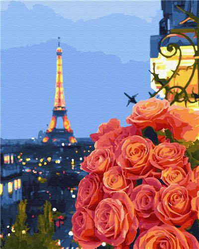 Eiffel Tower and Roses Paint by Numbers