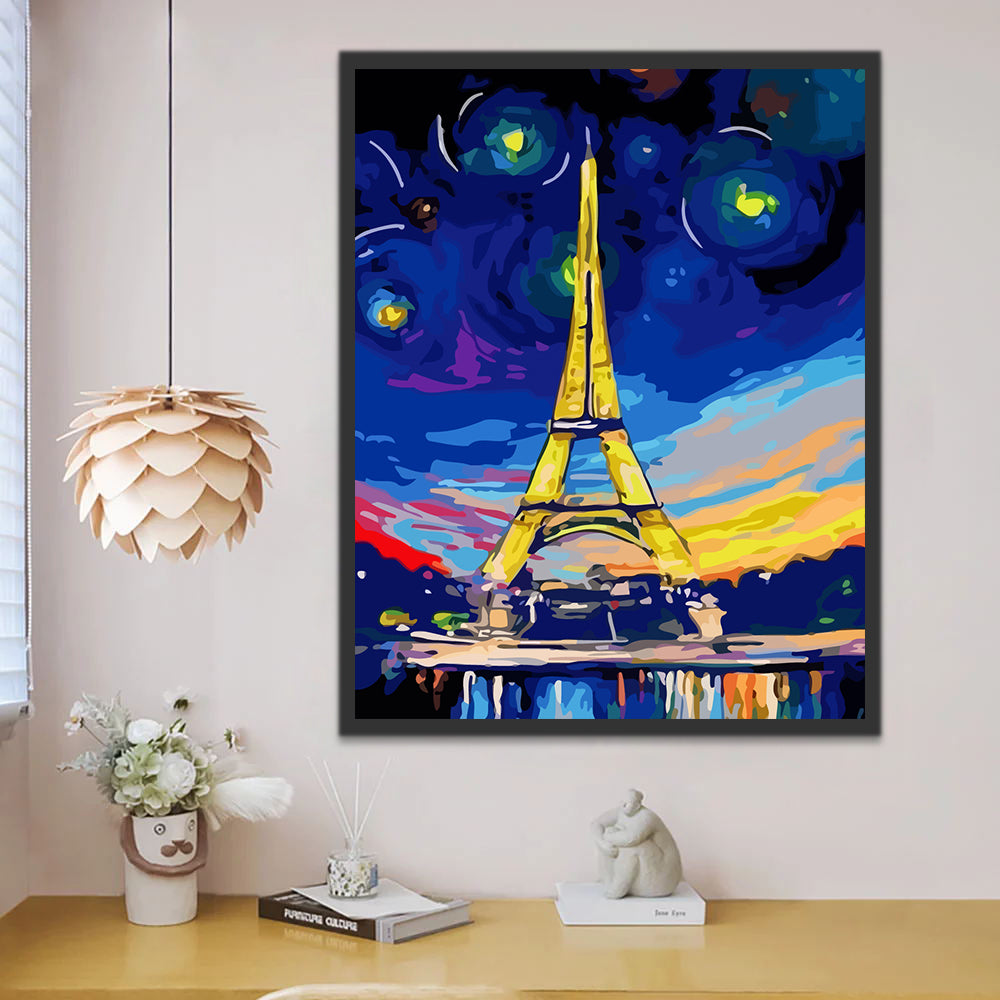 Eiffel Tower and Stars Paint by Numbers