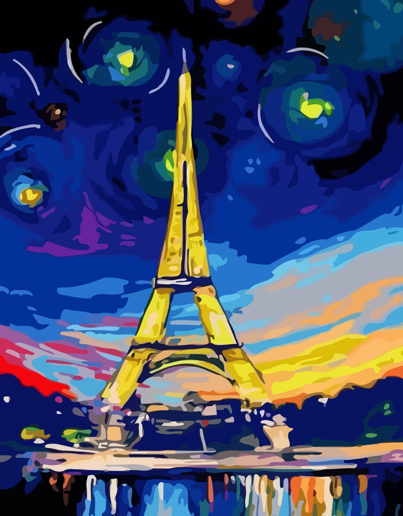 Eiffel Tower and Stars Paint by Numbers