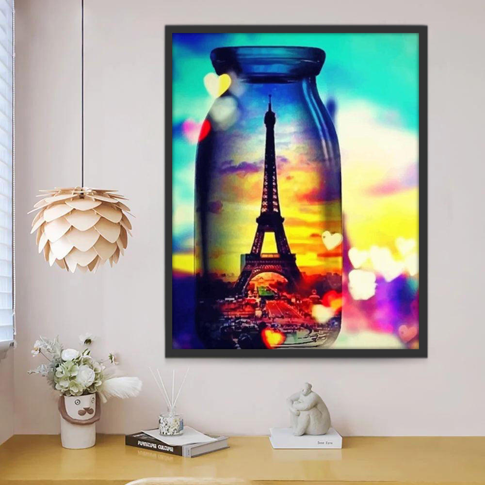 Eiffel Tower in a Glass Bottle Paint by Numbers