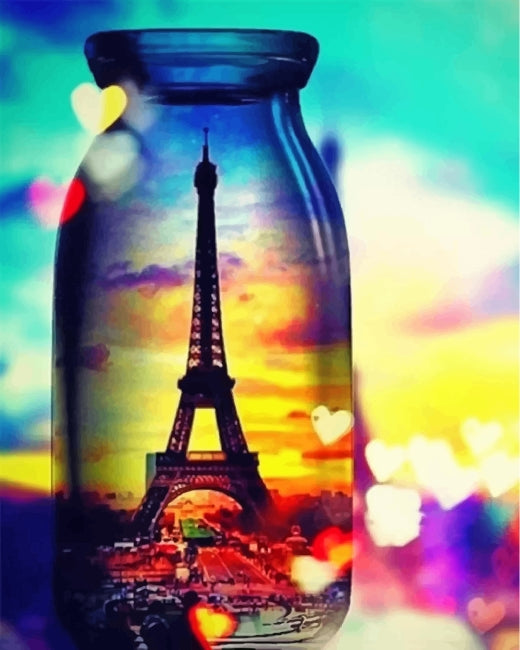 Eiffel Tower in a Glass Bottle Paint by Numbers