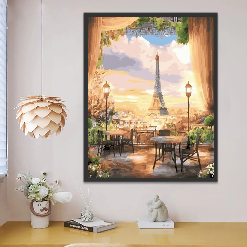 Eiffel Tower in Oil Painting Style Paint by Numbers