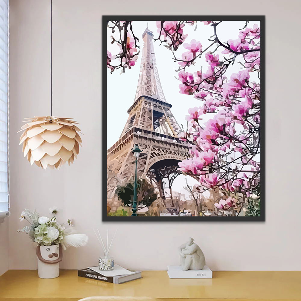 Eiffel Tower in Spring Paint by Numbers