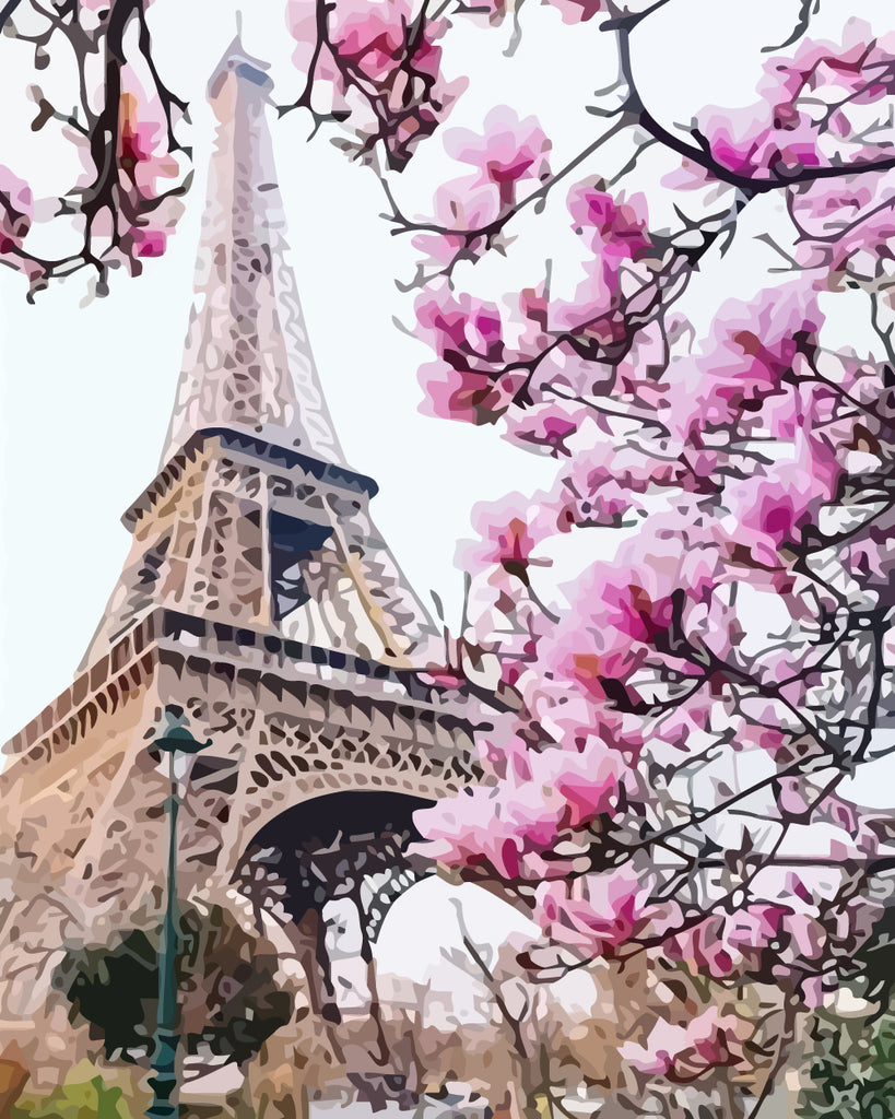 Eiffel Tower in Spring Paint by Numbers