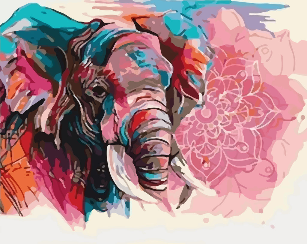 Elephant and Flower Paint by Numbers