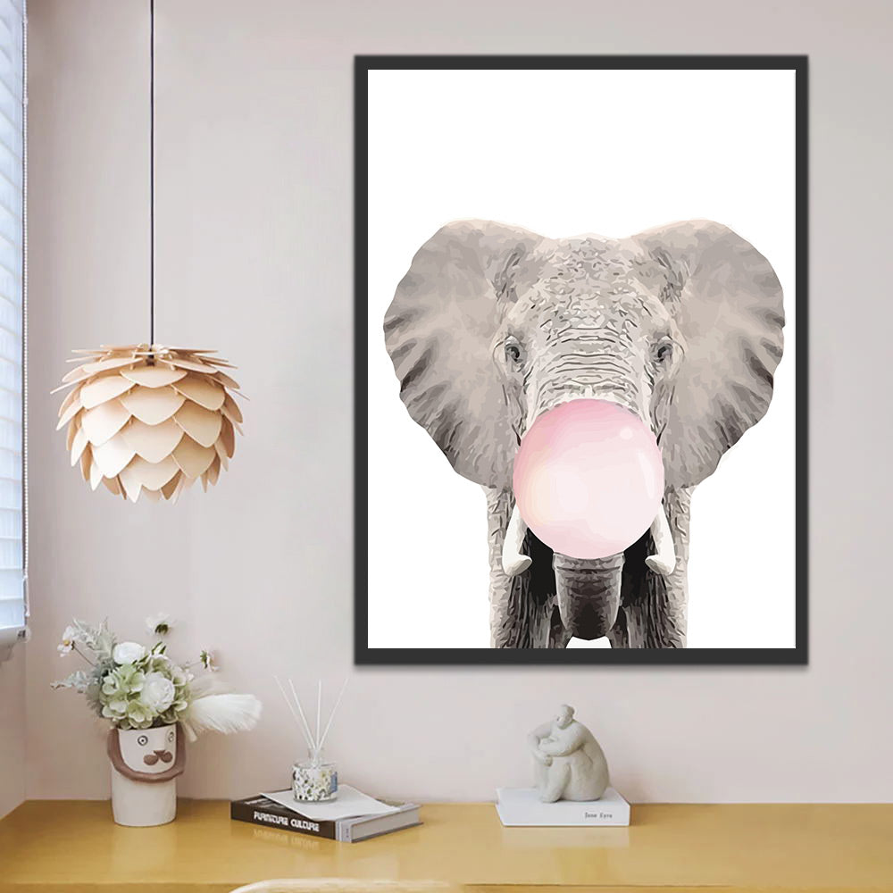 Elephant and Pink Bubble Paint by Numbers