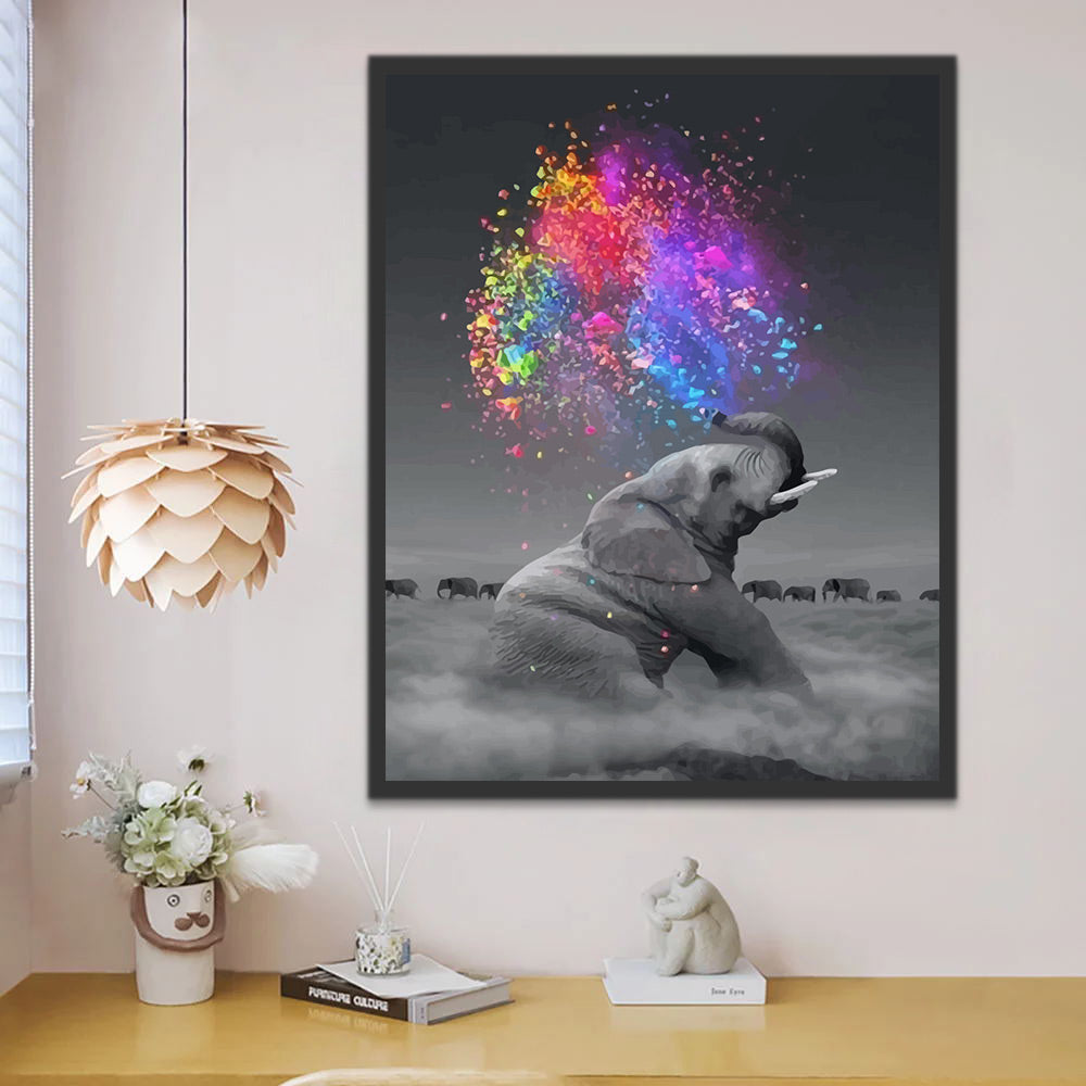 Elephant and Watercolor Paint by Numbers