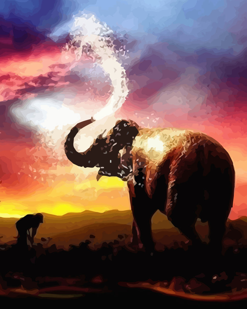 Elephant Spraying Water Paint by Numbers