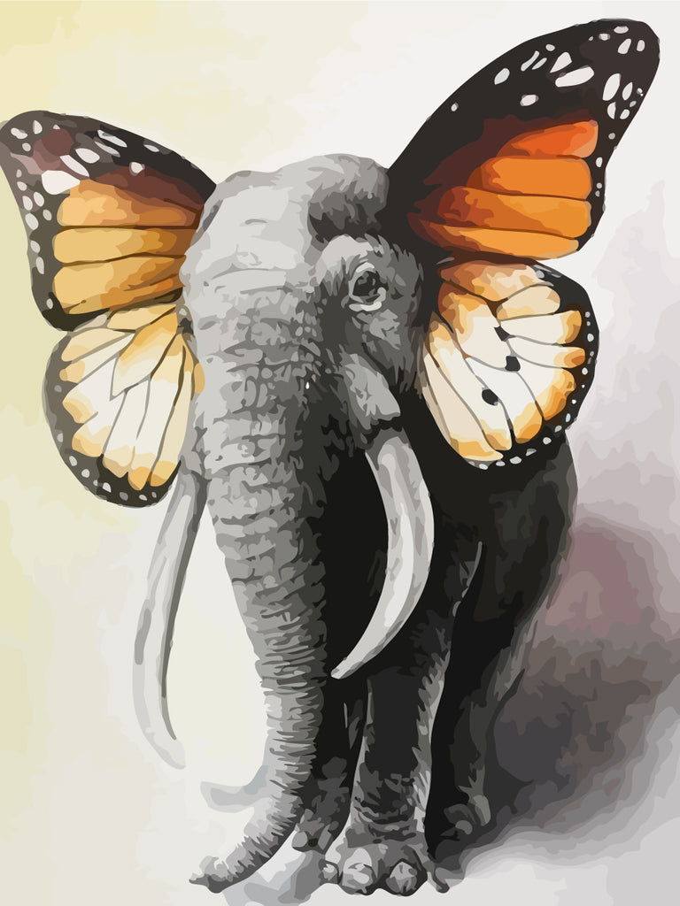 Elephant with Butterfly Wings Paint by Numbers