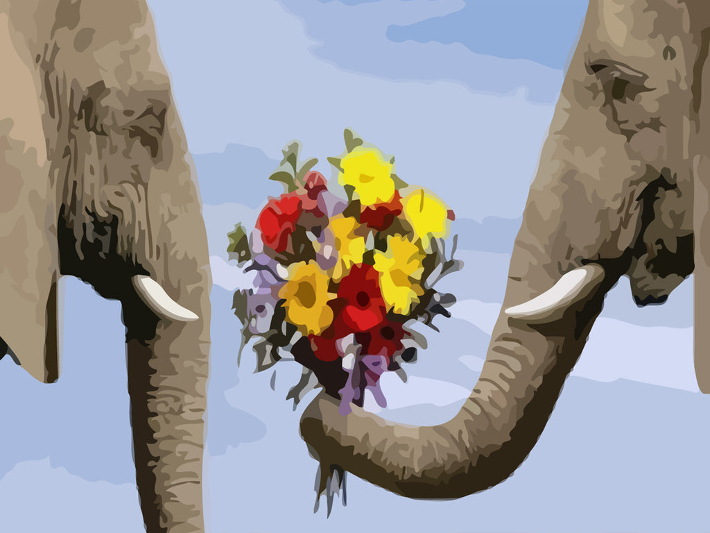 Elephant with Flower Paint by Numbers