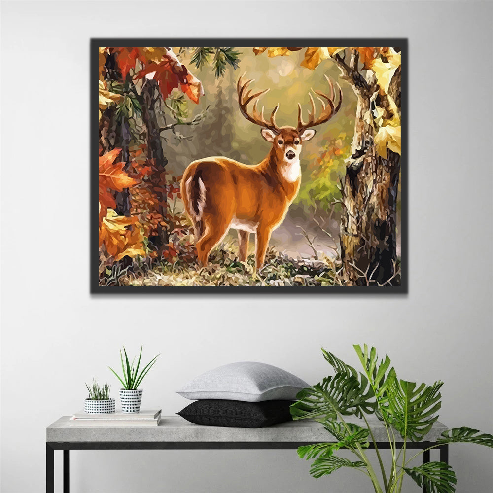 Elk in Autumn Woods Paint by Numbers