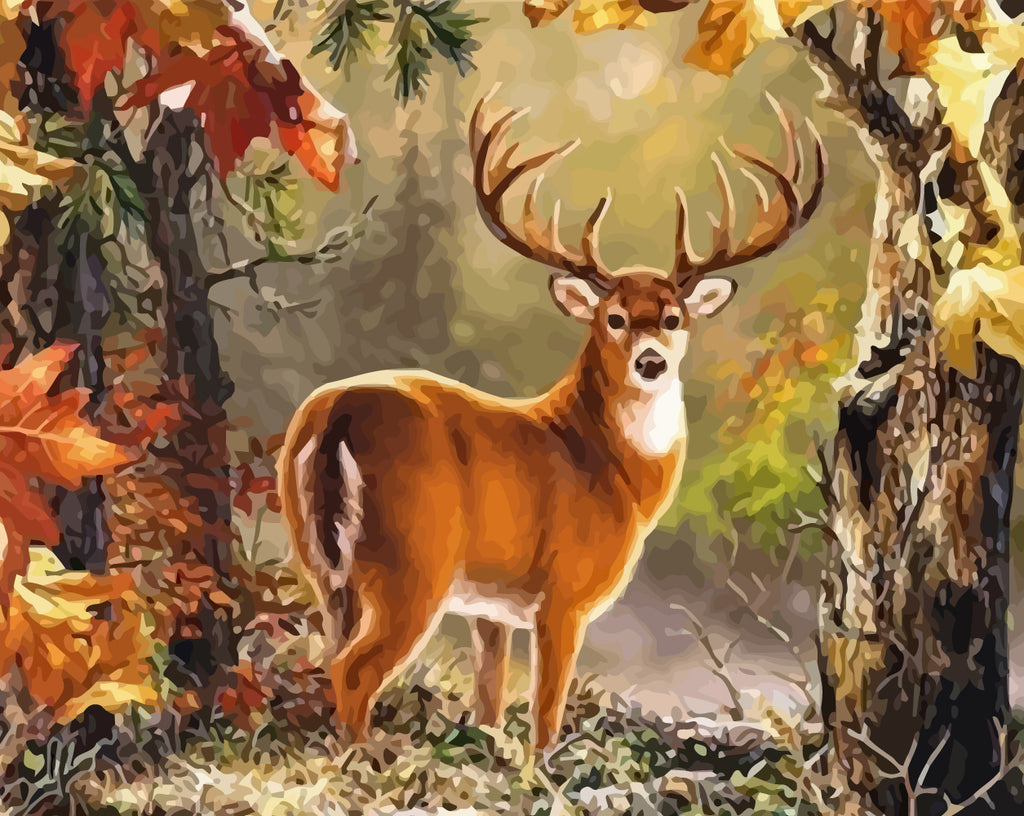 Elk in Autumn Woods Paint by Numbers