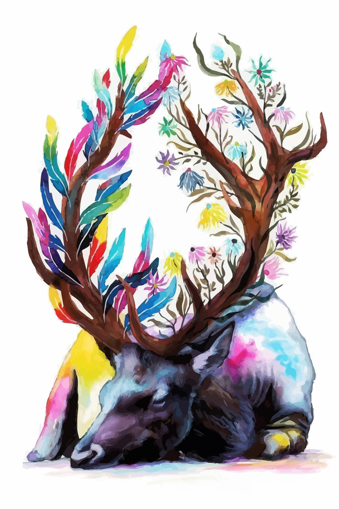 Elk with Colorful Antlers Paint by Numbers