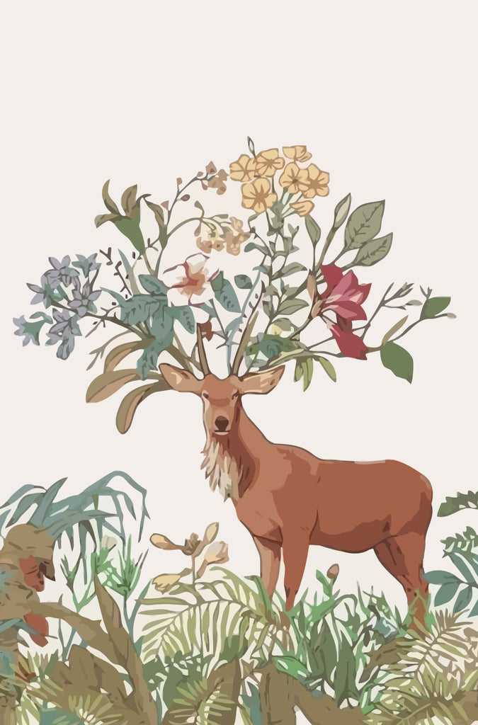 Elk with Flowers on Antlers Paint by Numbers