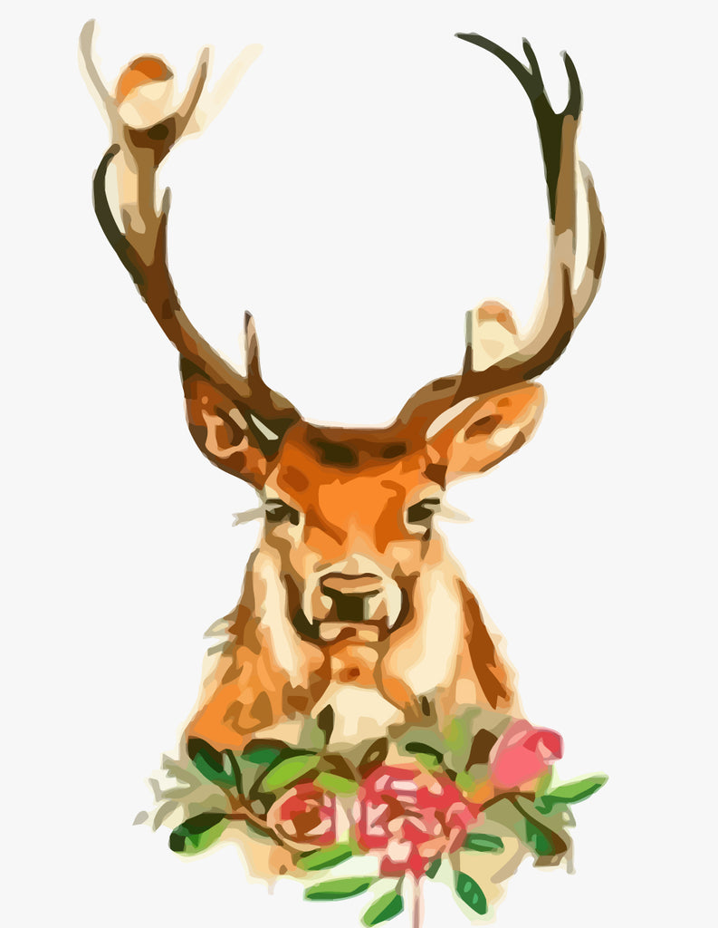 Elk with Flowers Paint by Numbers