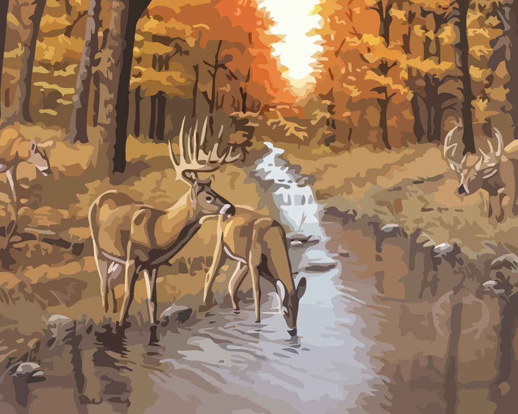 Elks by the River Paint by Numbers