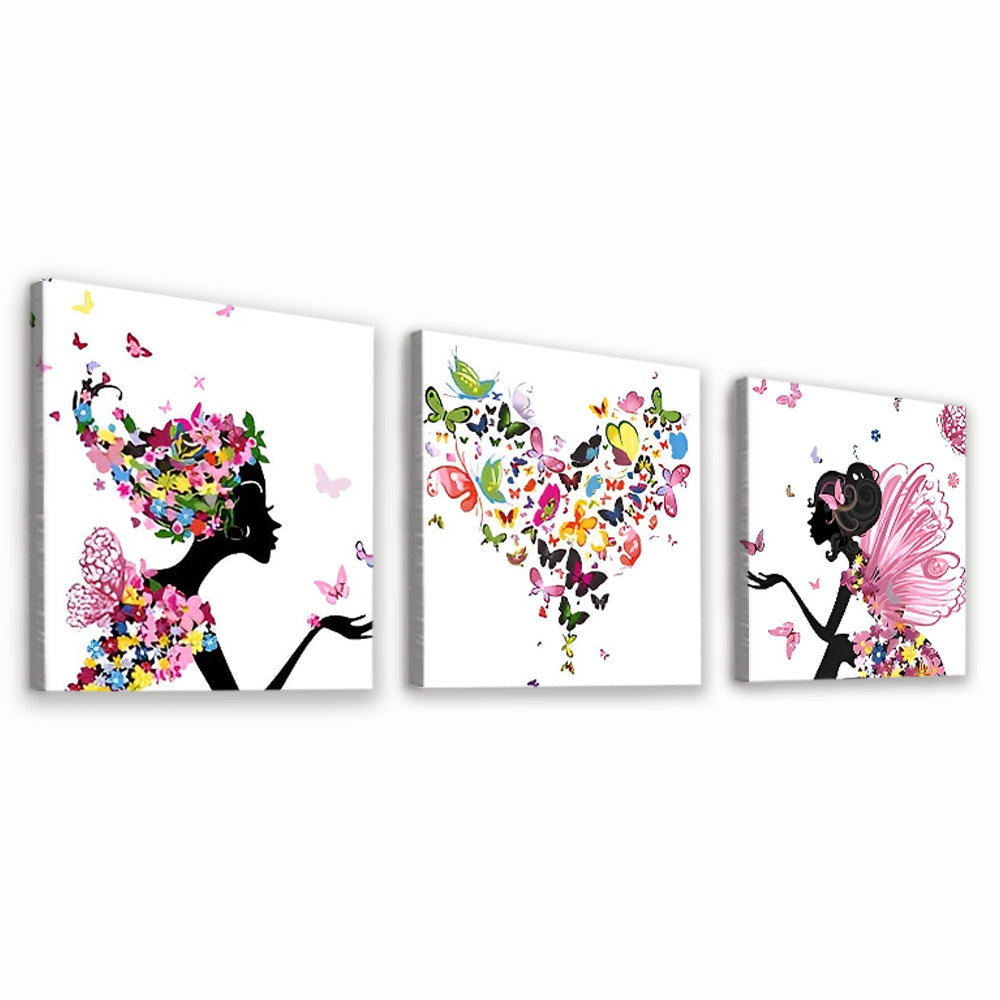 Elves and Heart made of Butterflies 3 Pack Paint By Numbers