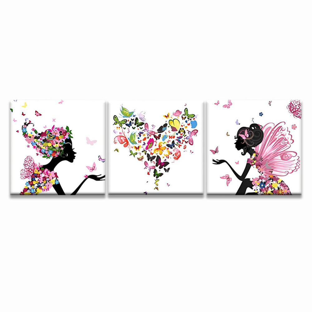 Elves and Heart made of Butterflies 3 Pack Paint By Numbers