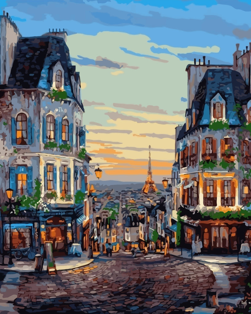 European Town at Sunset Paint by Numbers