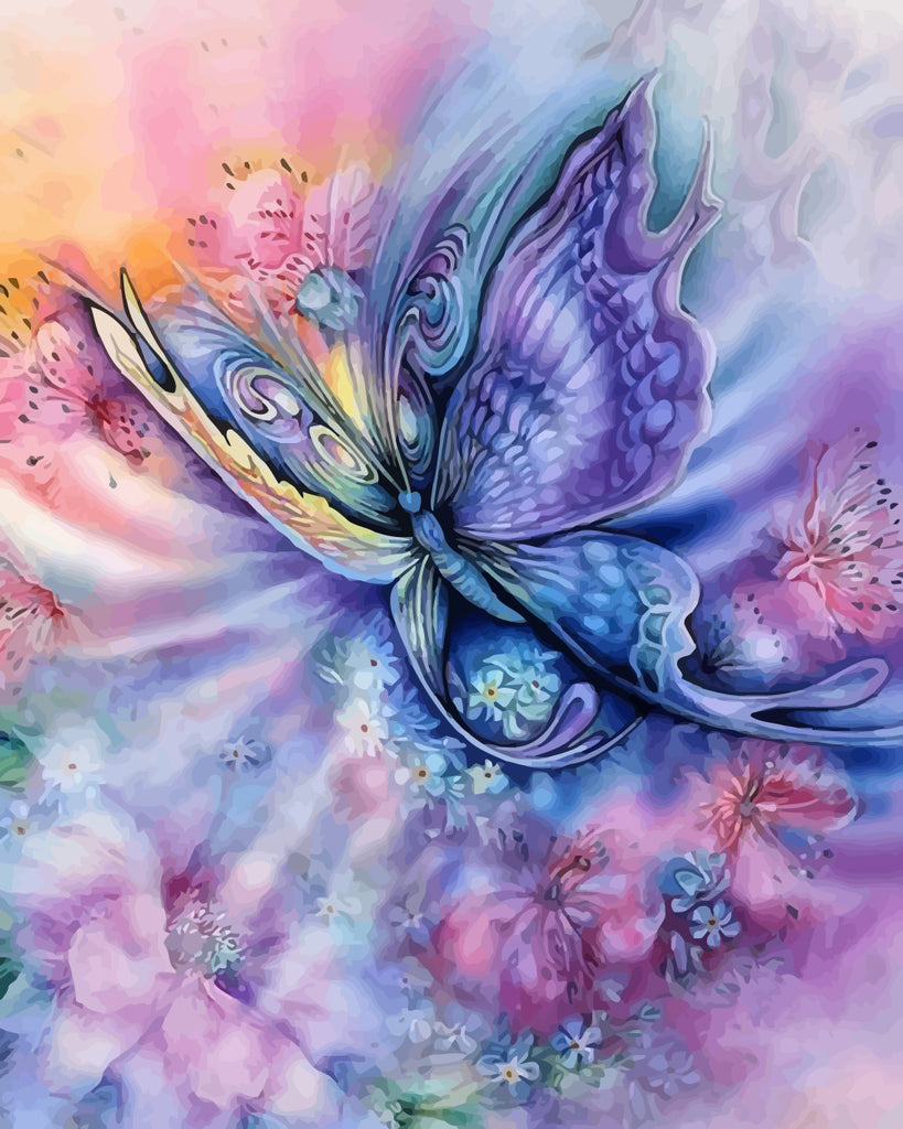 Fantasy Purple Butterfly Paint by Numbers