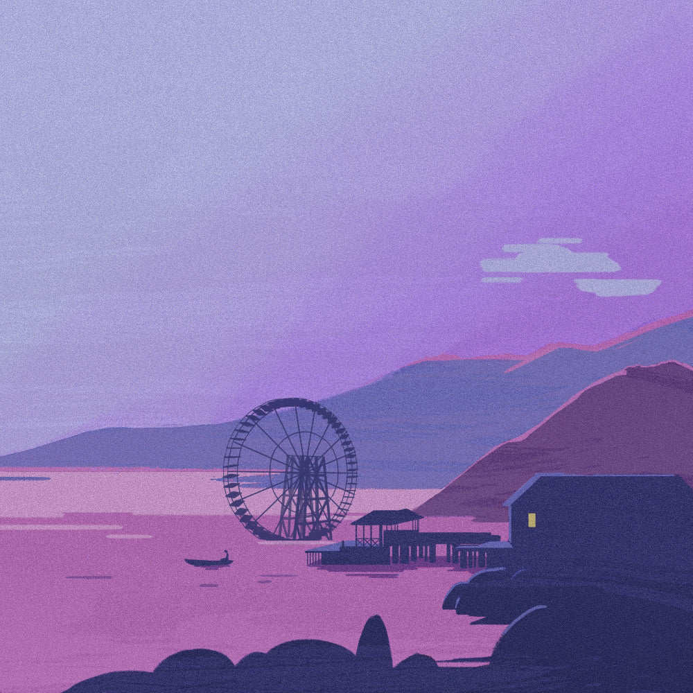 Ferris Wheel on a Purple Background Paint by Numbers