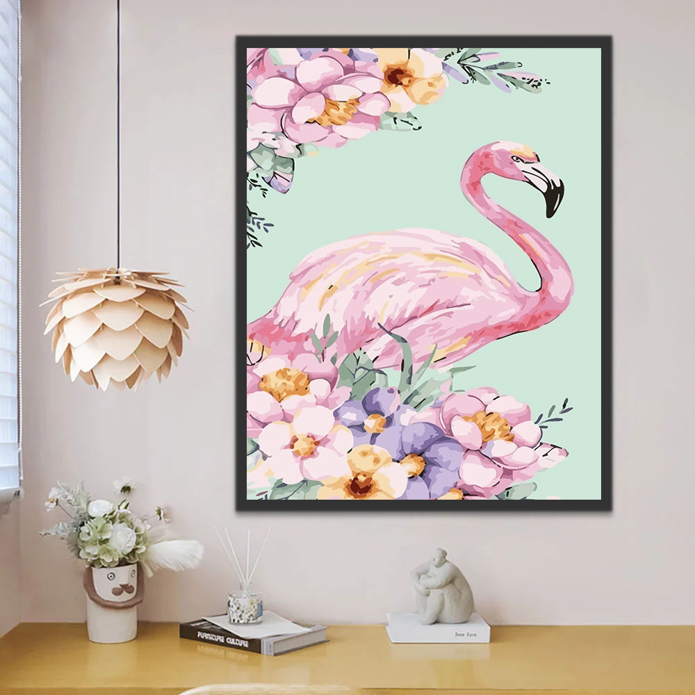 Flamingo and Flowers Paint by Numbers