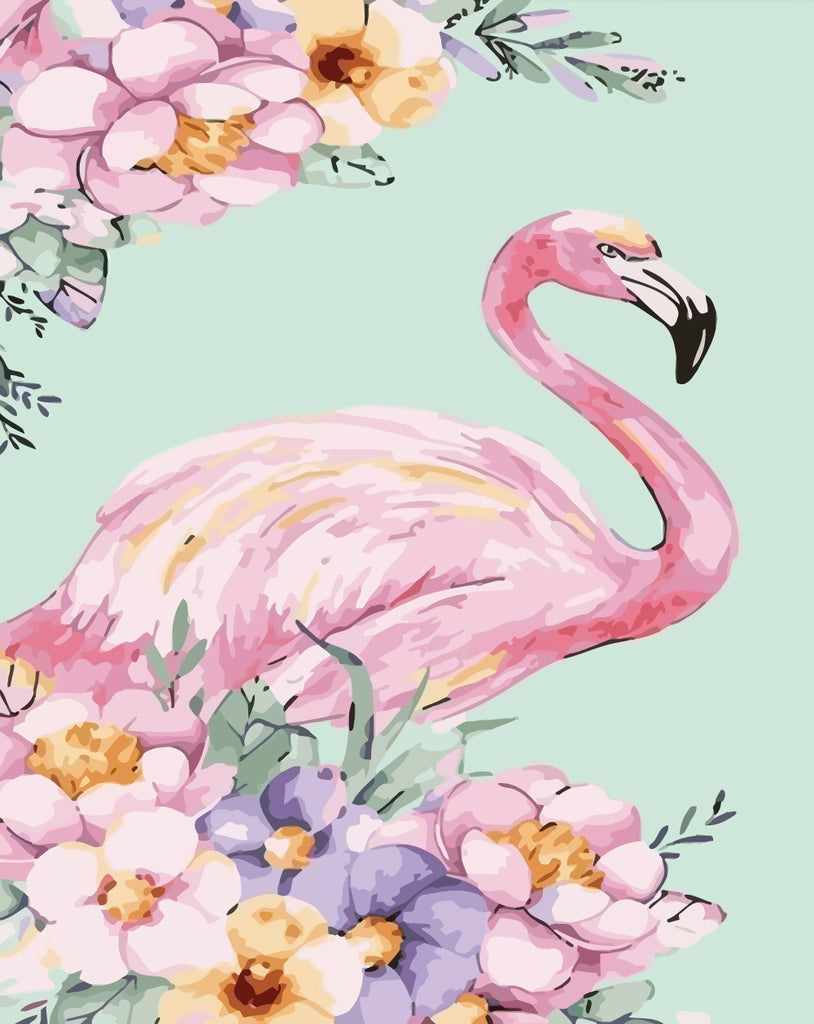 Flamingo and Flowers Paint by Numbers