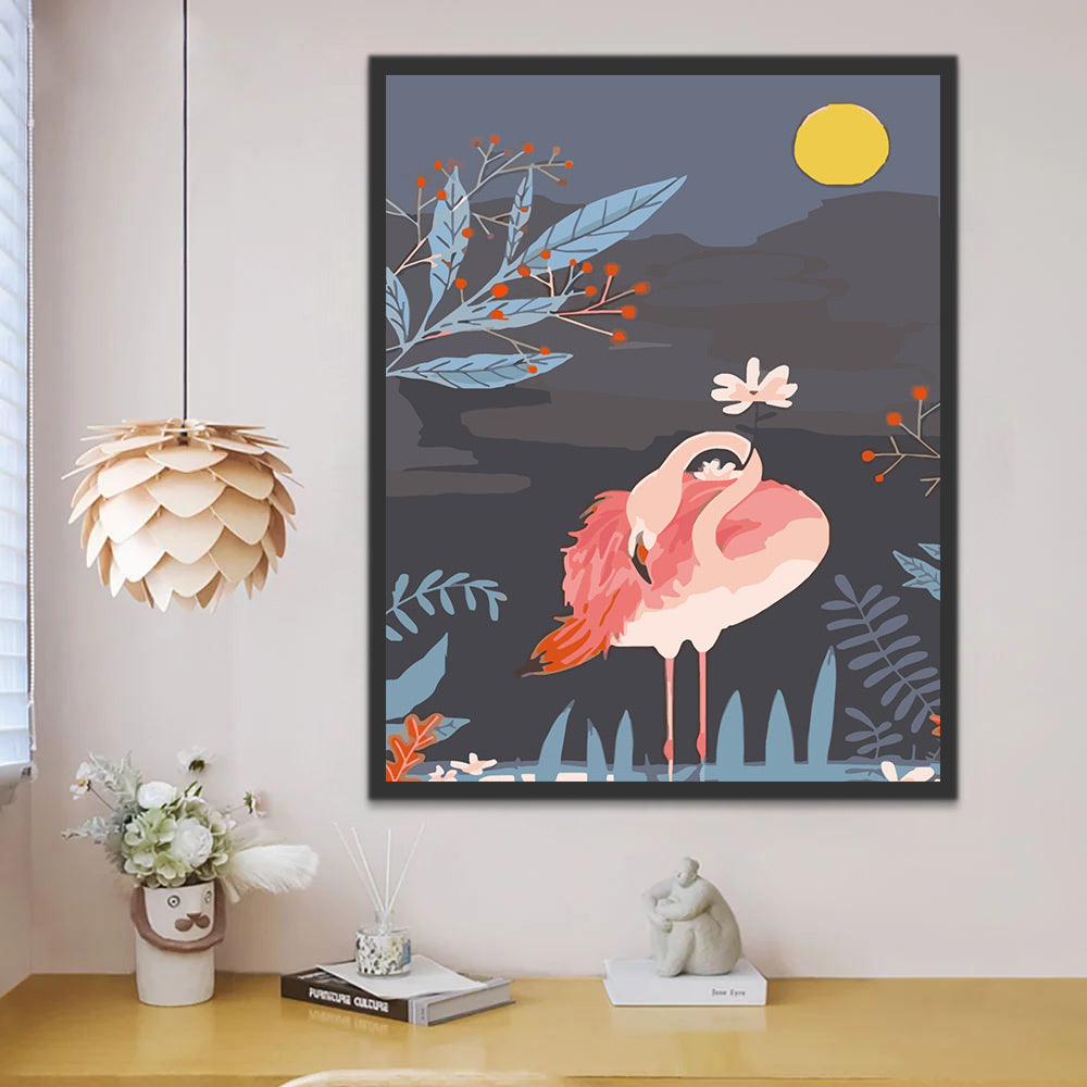 Flamingo and Moon Paint by Numbers