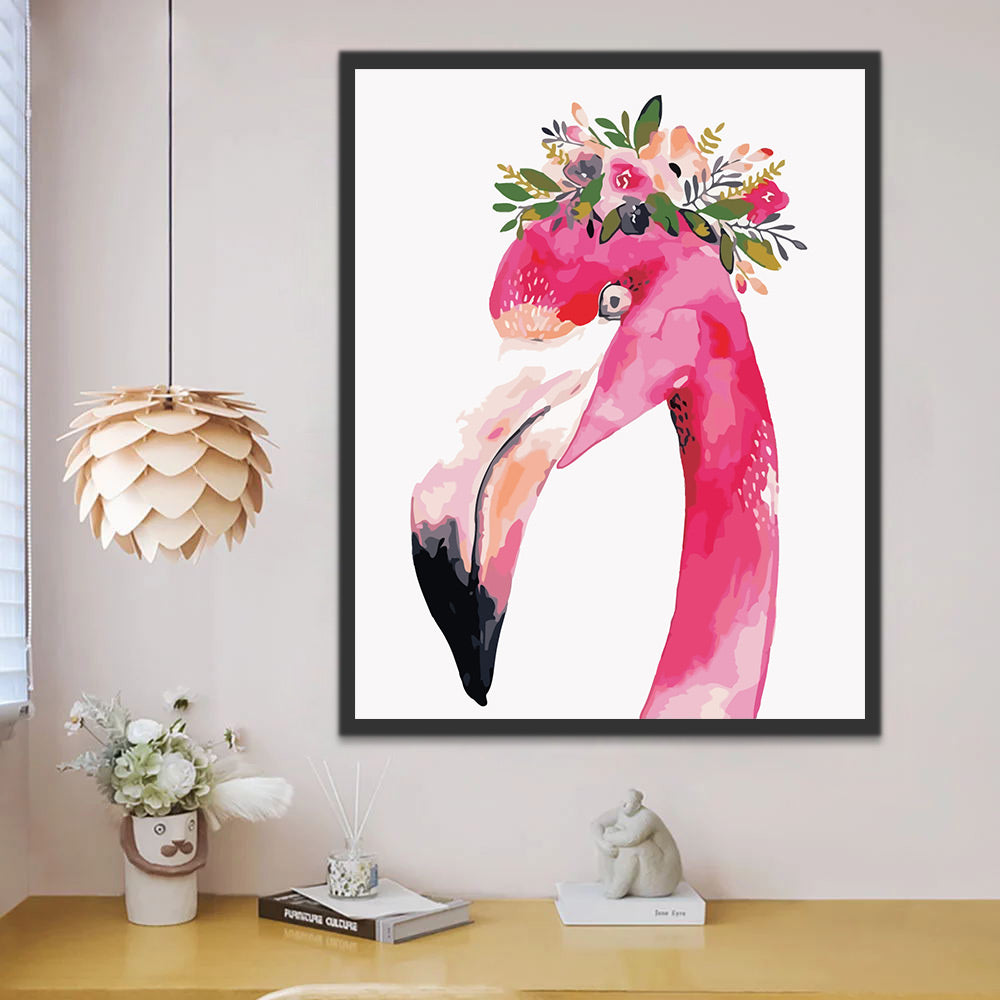 Flamingo with Flowers on Head Paint by Numbers