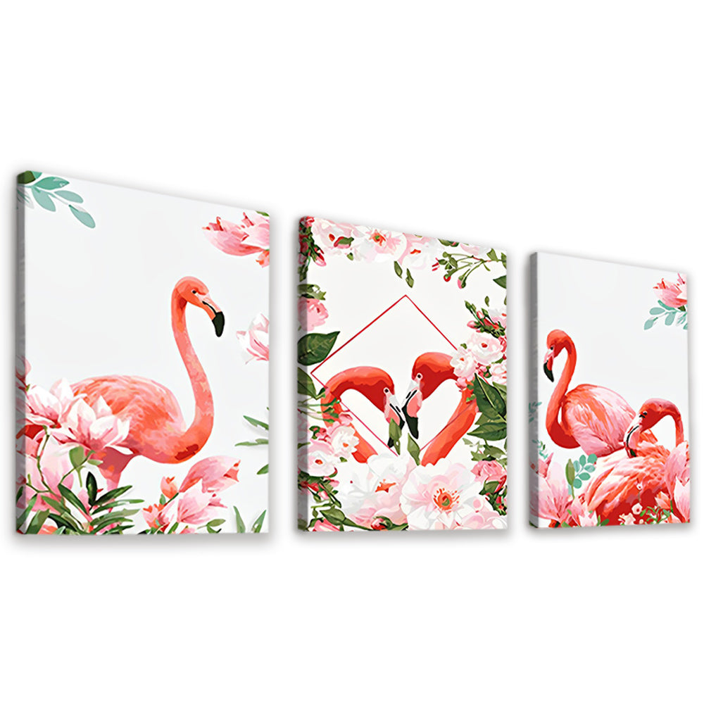 Flamingos and Pink Flowers 3 Pack Paint By Numbers