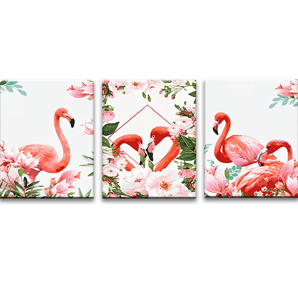 Flamingos and Pink Flowers 3 Pack Paint By Numbers