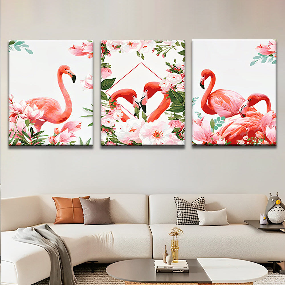 Flamingos and Pink Flowers 3 Pack Paint By Numbers