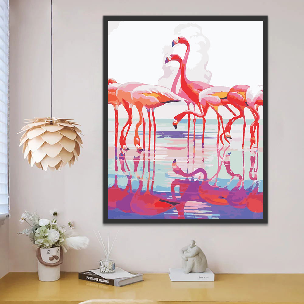 Flamingos and Reflection Paint by Numbers