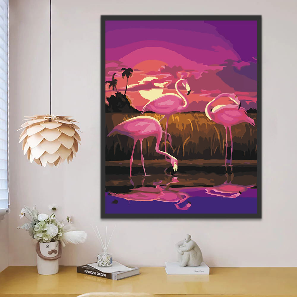 Flamingos by the River Paint by Numbers