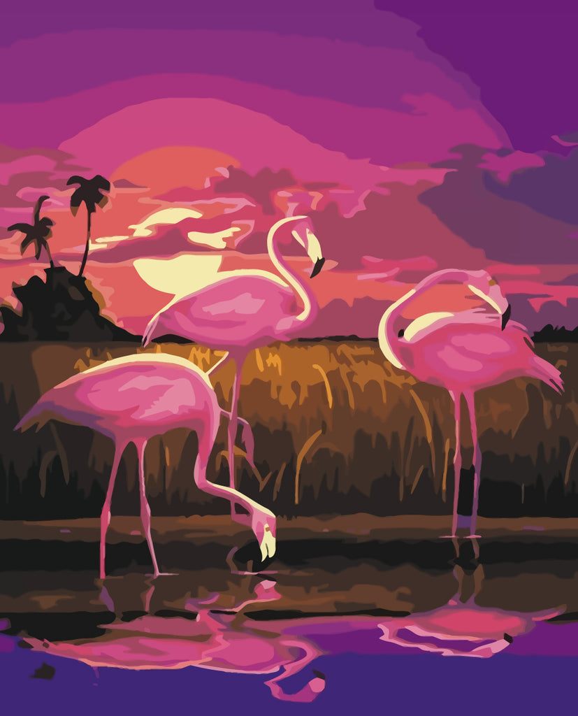 Flamingos by the River Paint by Numbers