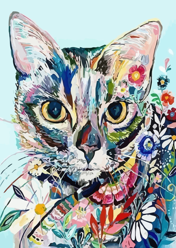 Flower Cat Paint by Numbers