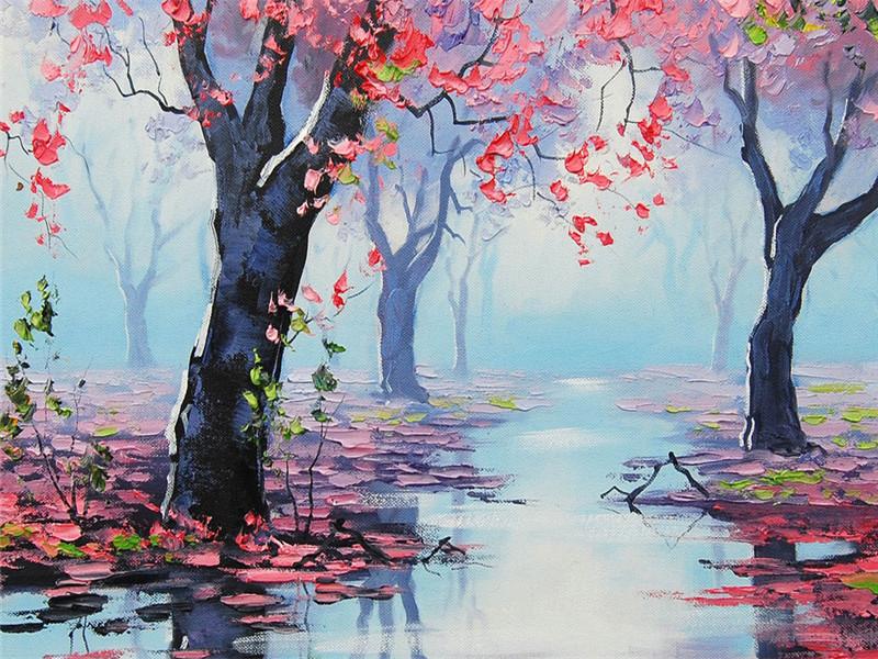 Flowering Trees in the Water Paint by Numbers