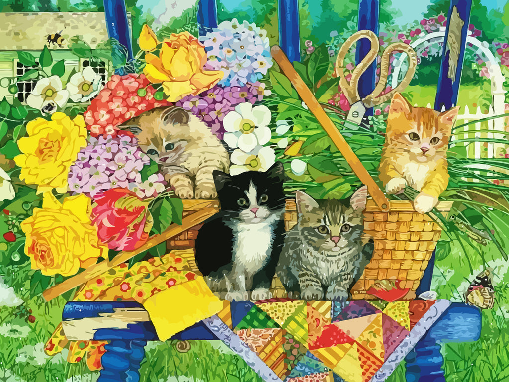 Flowers and Cats in the Garden Paint by Numbers