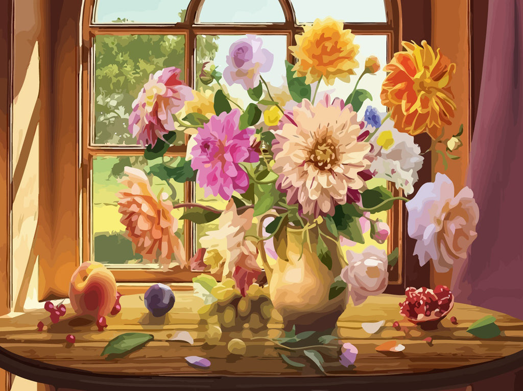 Flowers and Fruits by the Window Paint by Numbers