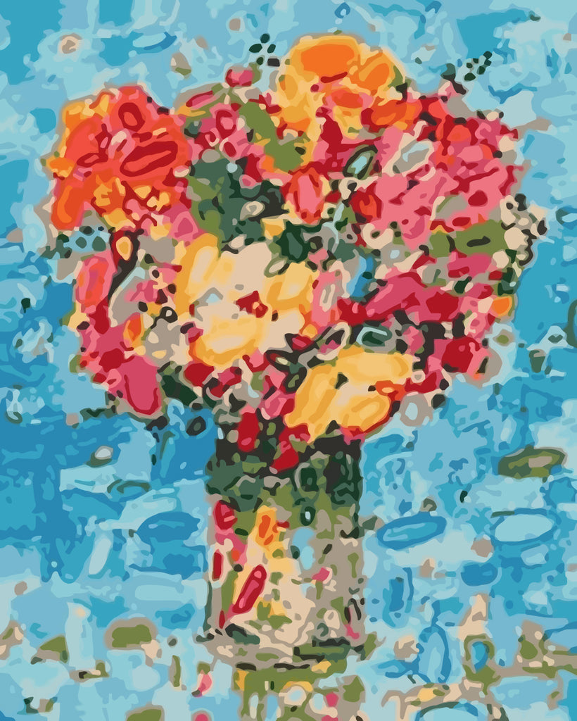 Flowers in Glass Bottle Paint by Numbers