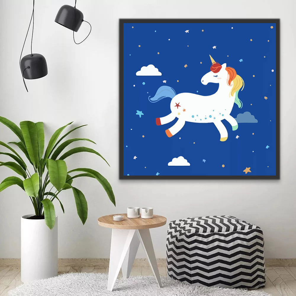 Flying Cartoon Unicorn Paint by Numbers for Kids