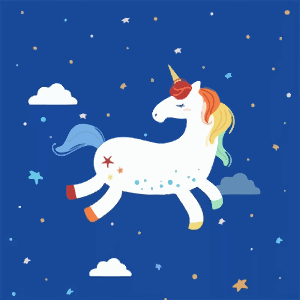 Flying Cartoon Unicorn Paint by Numbers for Kids