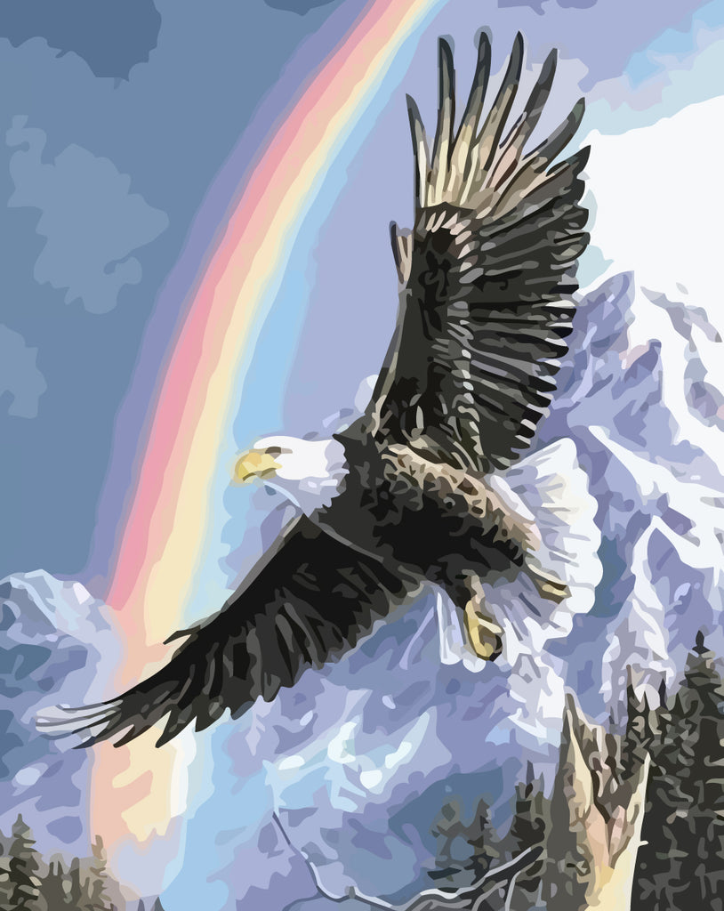 Flying Eagle and Rainbow Paint by Numbers