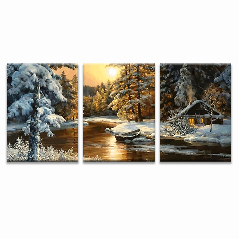 Forest in Snow 3 Pack Paint By Numbers