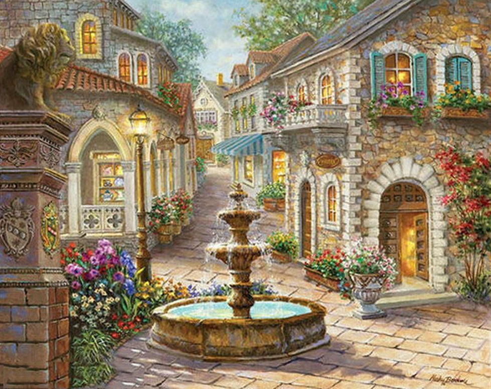 Fountain in the Street Paint by Numbers